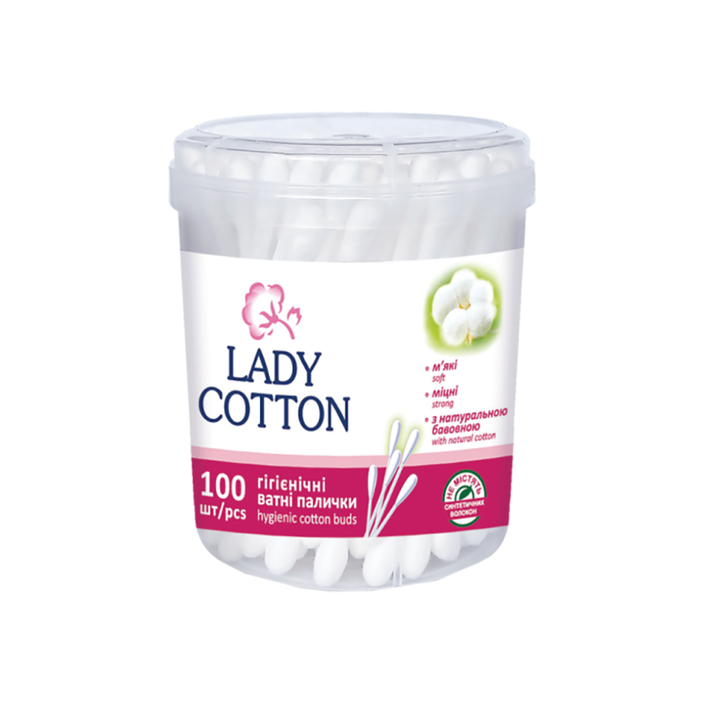 Ватні палички Lady Cotton в банці 100 шт. (4823071607581) - зображення 1