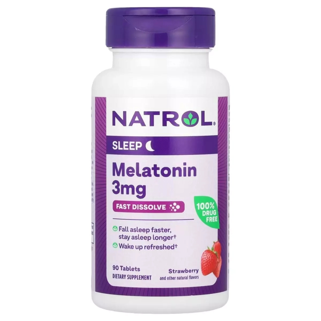 Амінокислота Natrol Мелатонін швидкорозчинний, 3 мг, смак полуниці, Melatonin (NTL-06076) - зображення 1