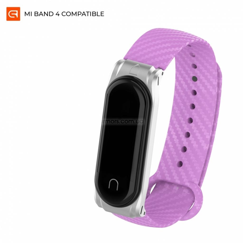 Ремінець до фітнес браслета Armorstandart Carbon Silicone Series для Xiaomi Mi Band 4/3 Purple (ARM55189) - зображення 1