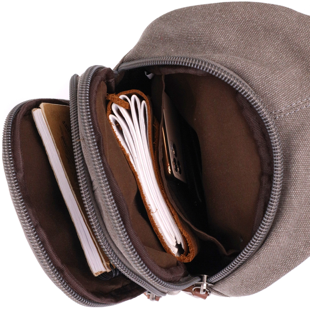 Сумка Vintage Текстильна через плече із ущільненою спинкою Сіра (22173) - зображення 7