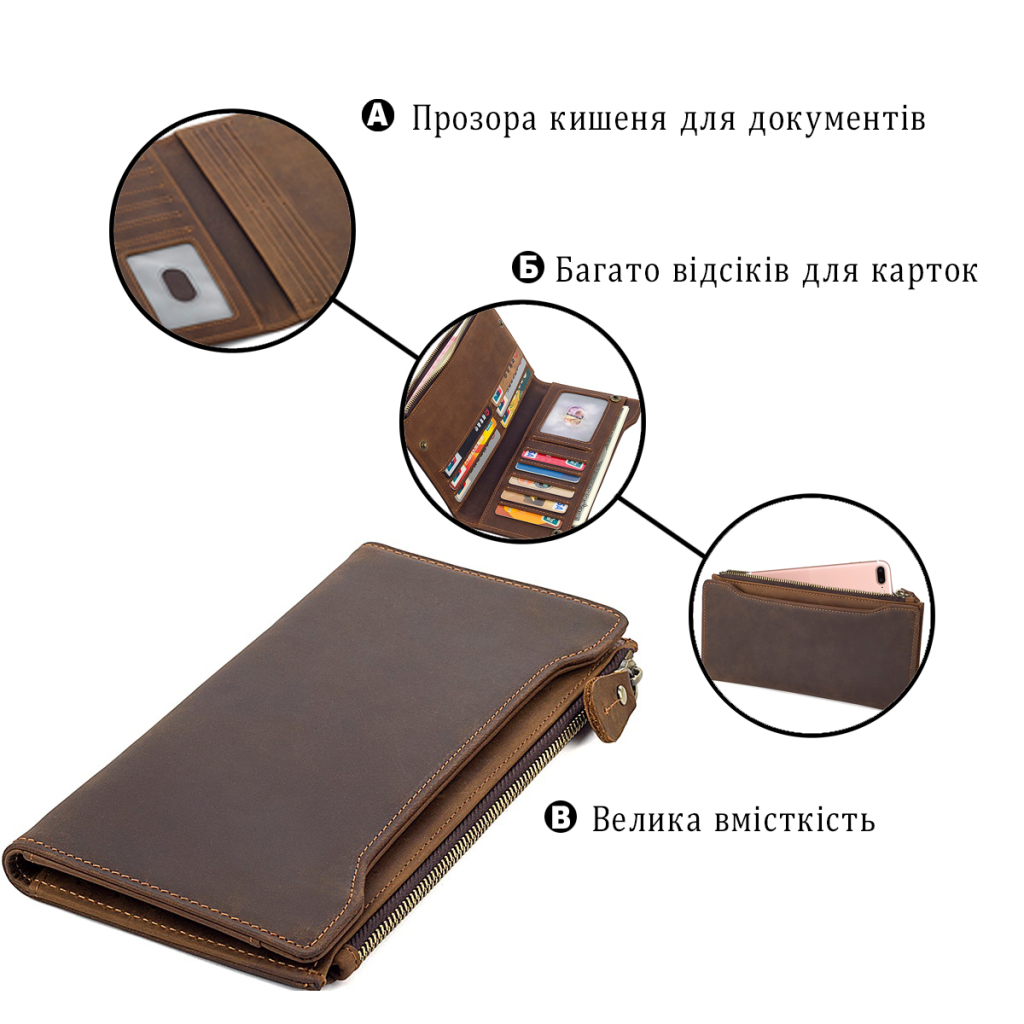 Гаманець Vintage Шкіряний Коричневий (14596) - зображення 4