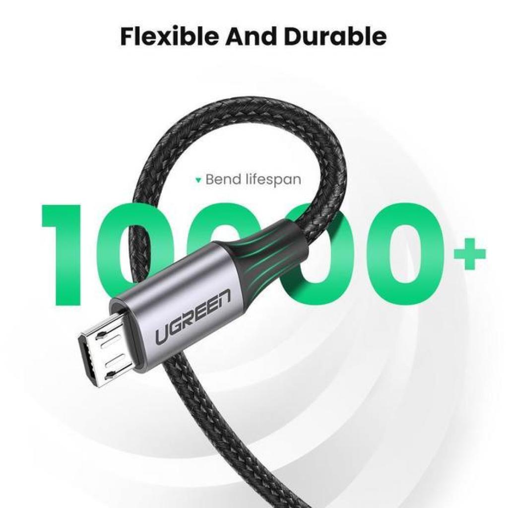 Дата кабель USB 2.0 AM to Micro 5P 1.0m US290 Aluminum Braid Black Ugreen (60146) - зображення 6