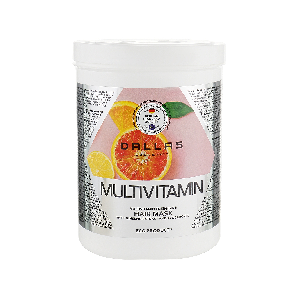 Маска для волосся Dalas Multivitamin Енергетична з компл. мультивітамінів, екстрактом женьшеню та олією авокадо 1000 мл (4260637723239) - зображення 1