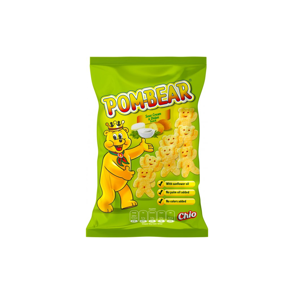Чіпси Chio Pom Bear Картопляні ведмедики зі смаком сметани та цибулі 65 г (5900073020903) - зображення 1