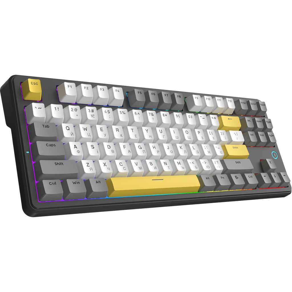 Клавіатура Ajazz AK870 V2 Flying Fish Switch USB UA Black/Grey/Yellow (AK870-V2-FF-BGY) - изображение 3