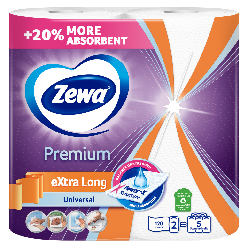 Паперові рушники Zewa Extra Long 2 шари 2 рулони (7322541192932) - зображення 2