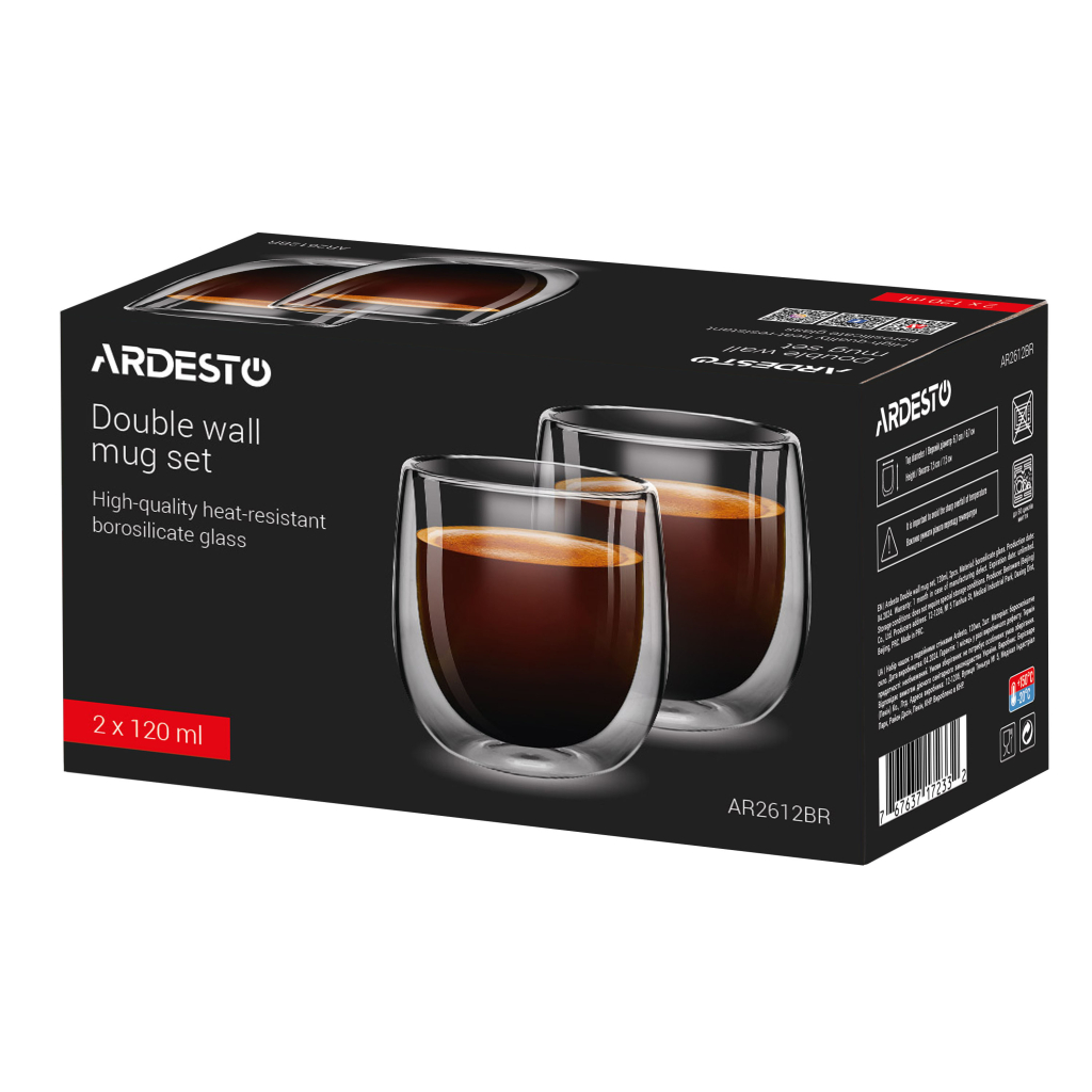 Набір склянок Ardesto з подвійними стінками BR 120 мл 2 шт прозорий (AR2612BR) - зображення 2