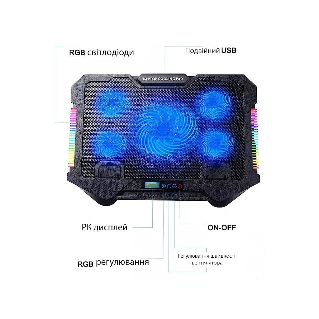 Підставка до ноутбука XoKo NST-051 RGB Black (XK-NST-051RGB-BK) - зображення 6