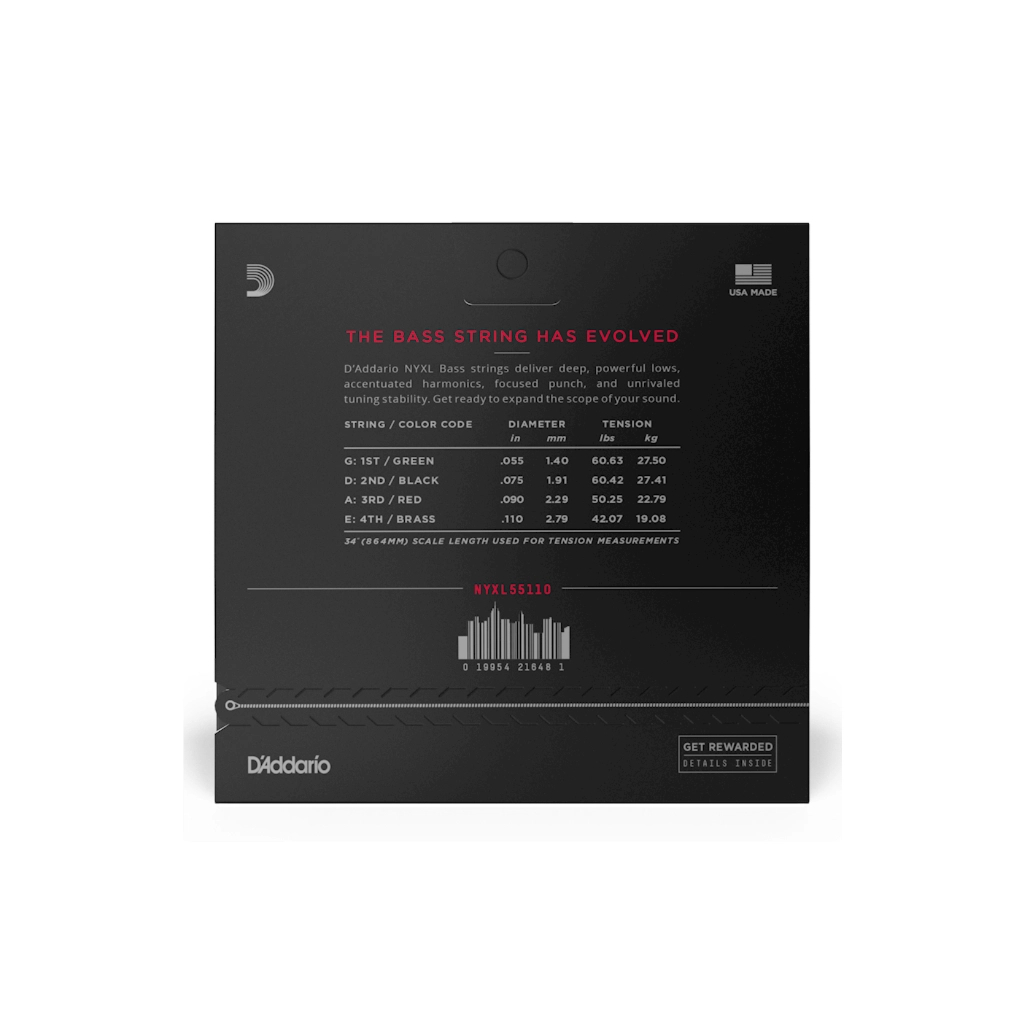 Струни для гітари D'Addario NYXL Bass Heavy (55-110) (NYXL55110) - зображення 3