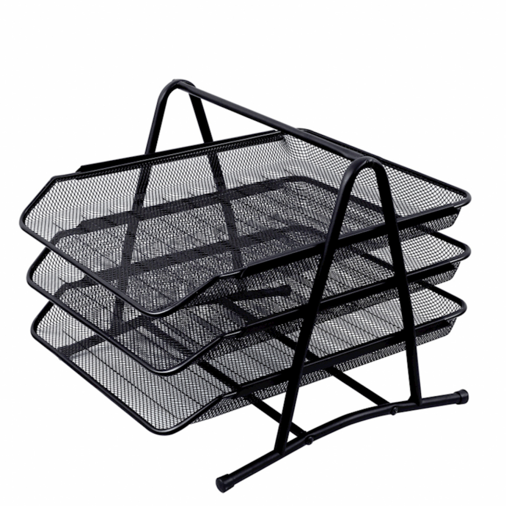 Лоток для паперів H-Tone горизонтальний, 3 в 1, металевий, 35х29,5х27,5 см (TRAYH-HT-JJ41223) - зображення 1