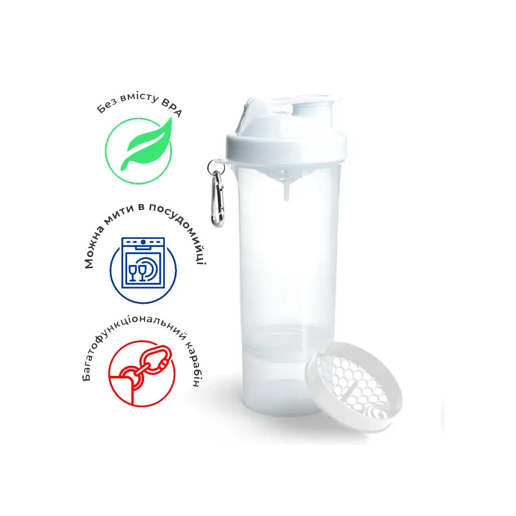 Шейкер спортивний SmartShake Slim 500ml Pure White (10253301) - зображення 11