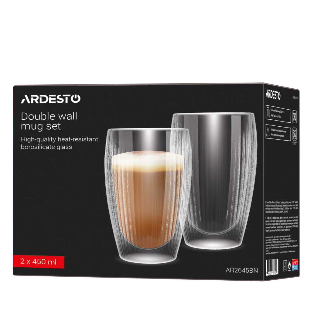Набір склянок Ardesto 450мл, 2шт, боросилікатне скло, прозорий (AR2645BN) - изображение 6