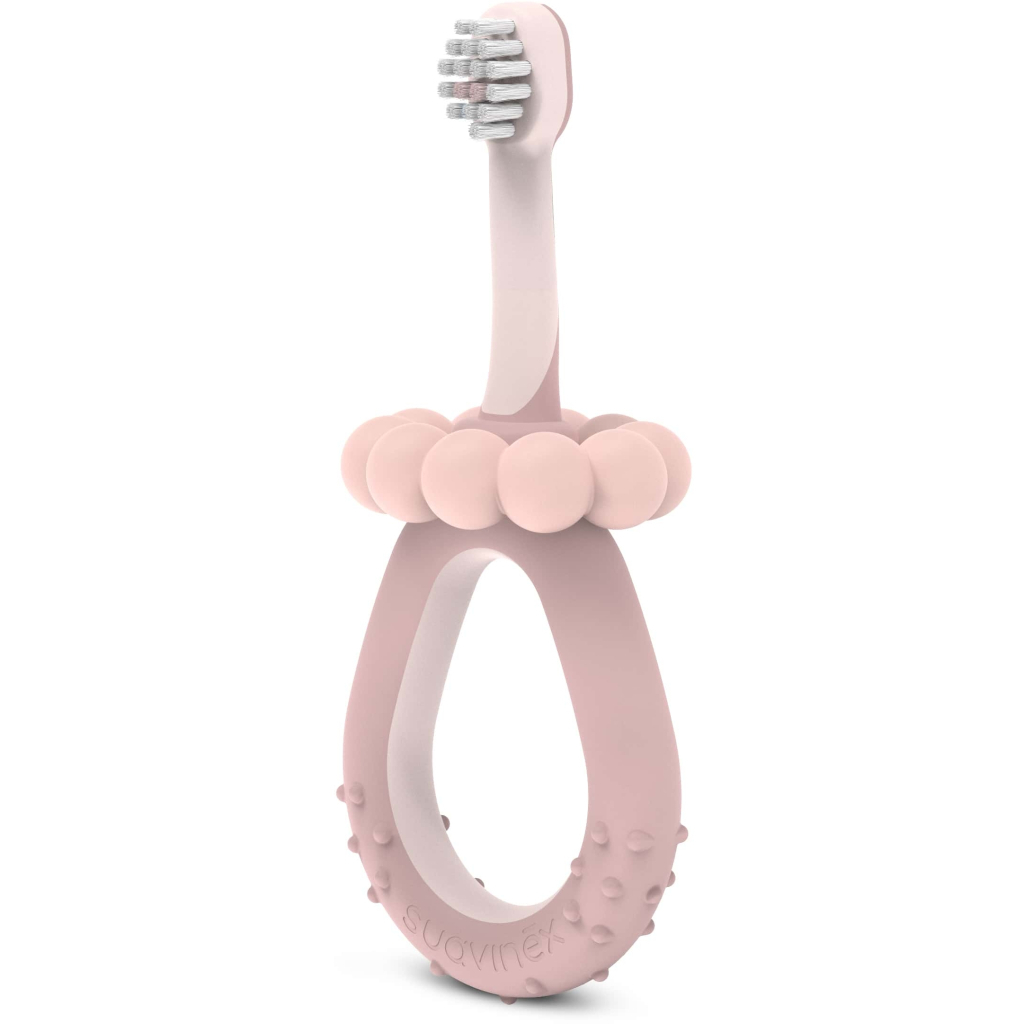 Дитяча зубна щітка Suavinex STAGE 1 з масажером від 0 до 2 років, рожева (403013) - изображение 1