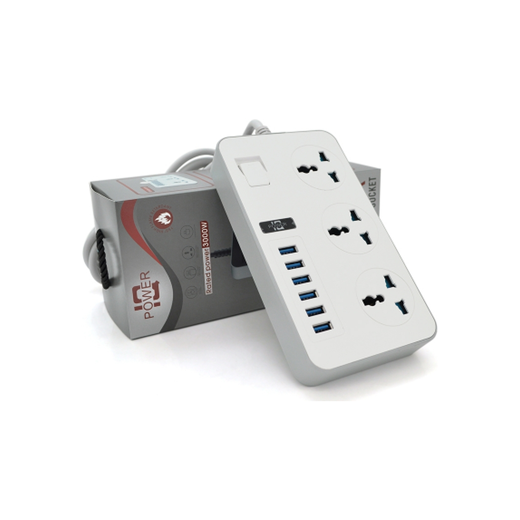 Мережевий фільтр живлення Voltronic TВ-Т09, 3роз, 6*USB White (ТВ-Т09-White) - зображення 2
