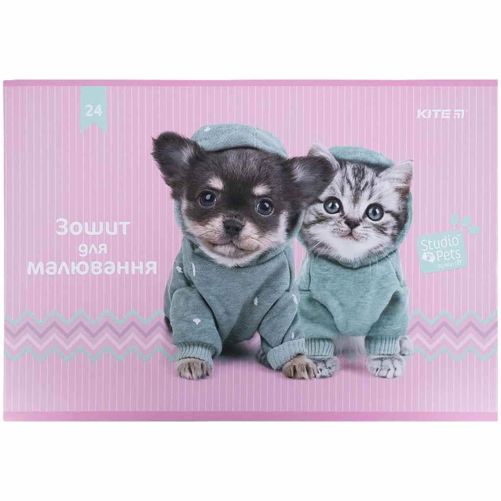 Альбом для малювання Kite Studio Pets скоба 24 листа 4 дизайна (SP21-242) - зображення 4