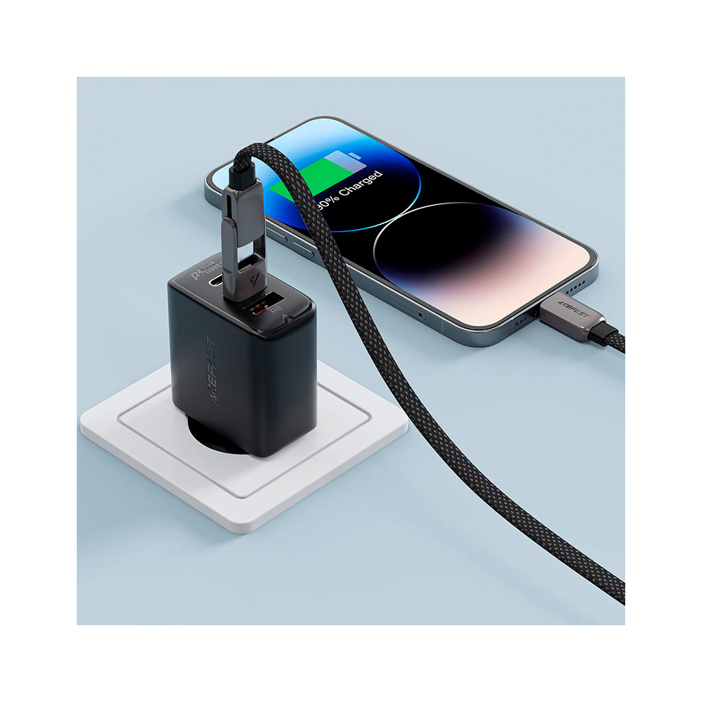 Дата кабель USB-C + USB-A to USB-C 1.2m 3.0A zink alloy C13-04 Black Acefast (6974316282334) - зображення 6
