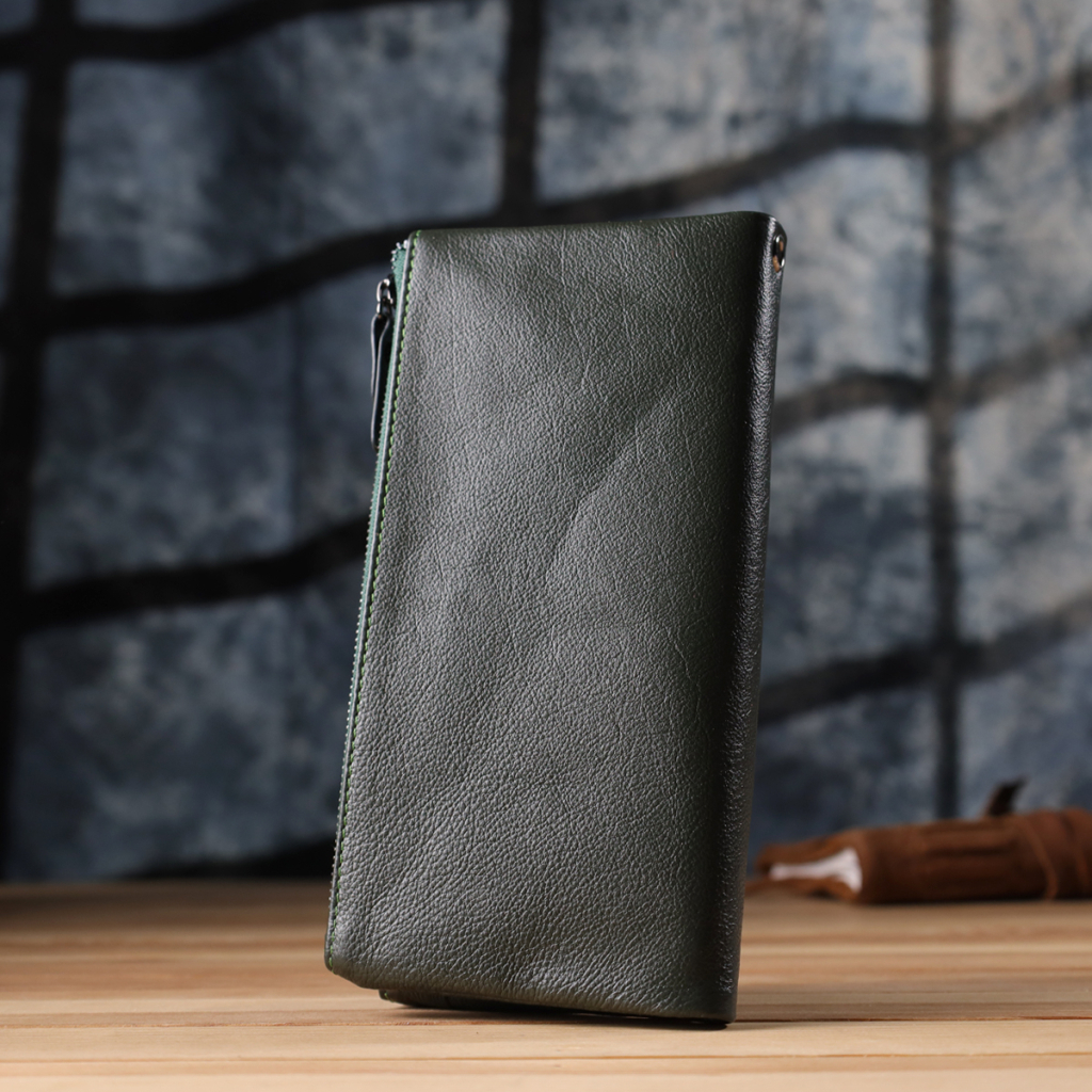 Гаманець ST Leather Шкіряний на три відділення Зелений (23110) - зображення 10