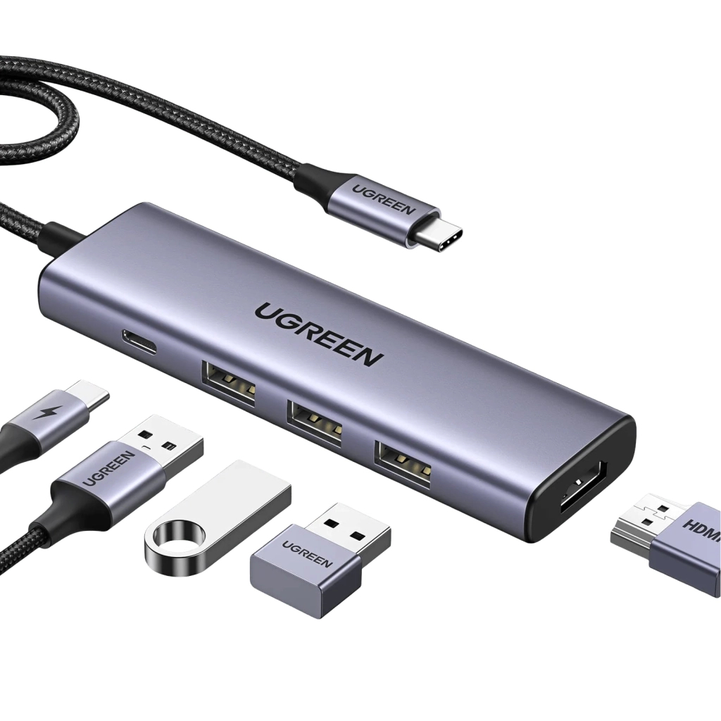 Концентратор Ugreen USB-C to HDMI + 3xUSB 3.0 + PD CM511 gray (15596) - зображення 1