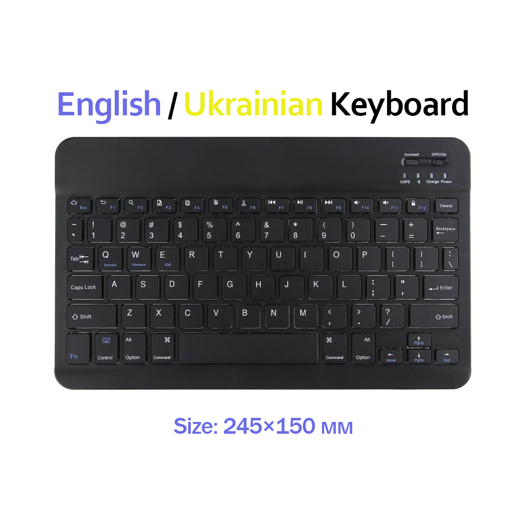 Клавіатура BeCover (245х150 мм) Bluetooth UA Black (713405) - зображення 1