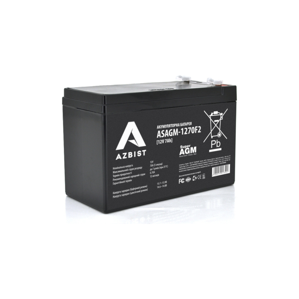 Батарея до ДБЖ AZBIST 12V 7Ah Super AGM (ASAGM-1270F2) - зображення 1