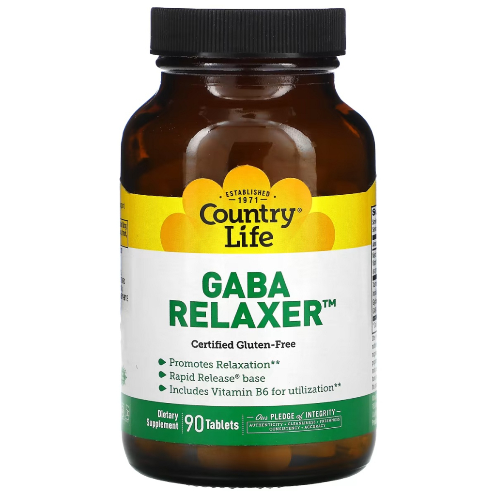 Амінокислота Country Life GABA (Гама-аміномасляна кислота), GABA Relaxer, 90 таблеток (CLF-01502) - зображення 1