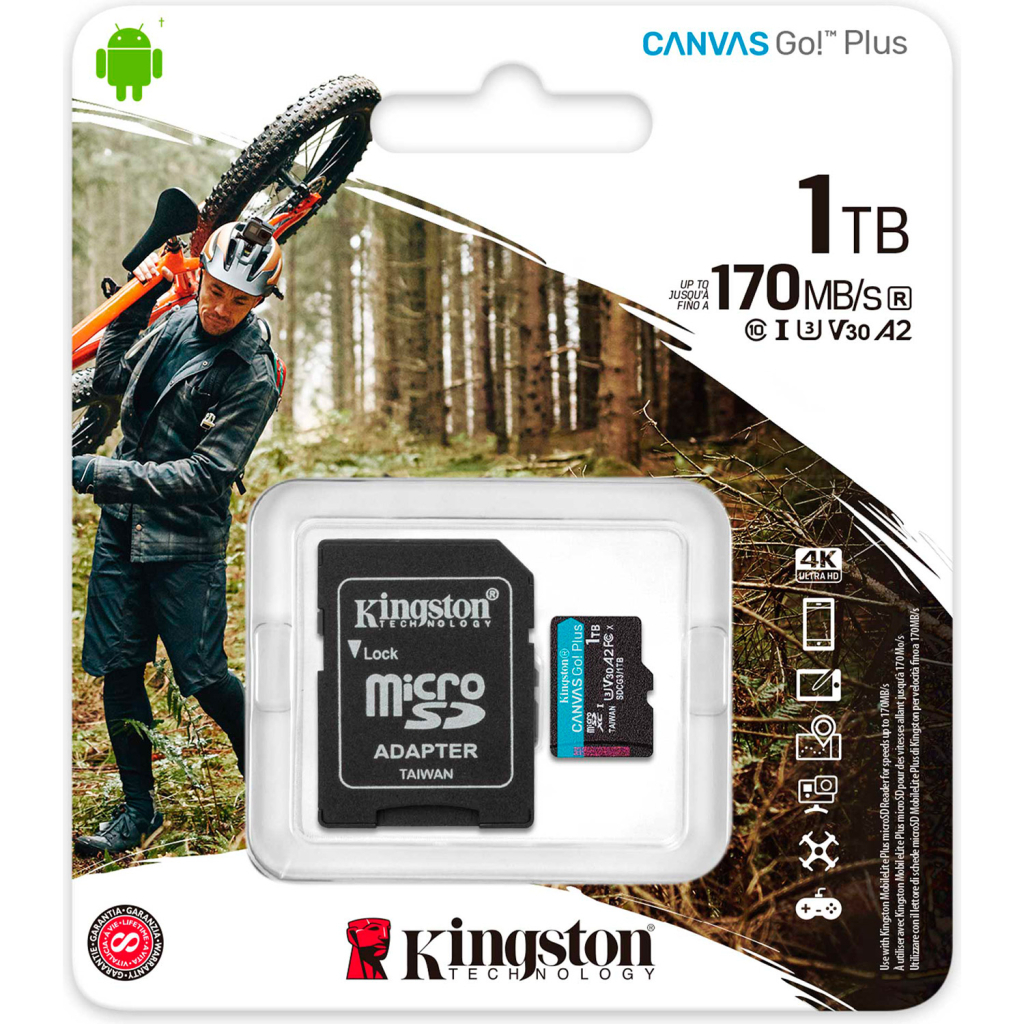 Карта пам'яті Kingston 1TB microSDXC сlass 10 UHS-I U3 V30 A2 Canvas Go Plus G4 (SDCG4/1TB) - зображення 3