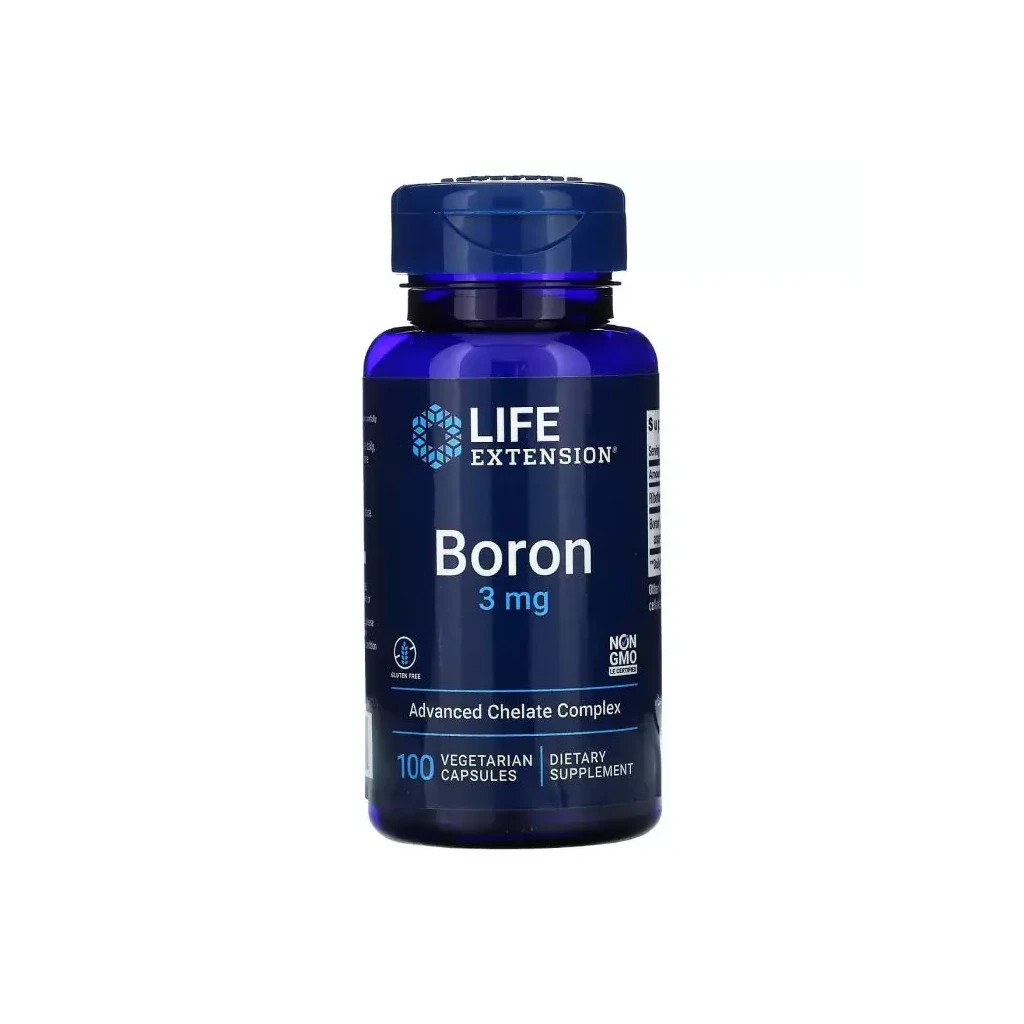 Мінерали Life Extension Бір, 3 мг, Boron, 100 вегетаріанських капсул (LEX-16611) - зображення 1