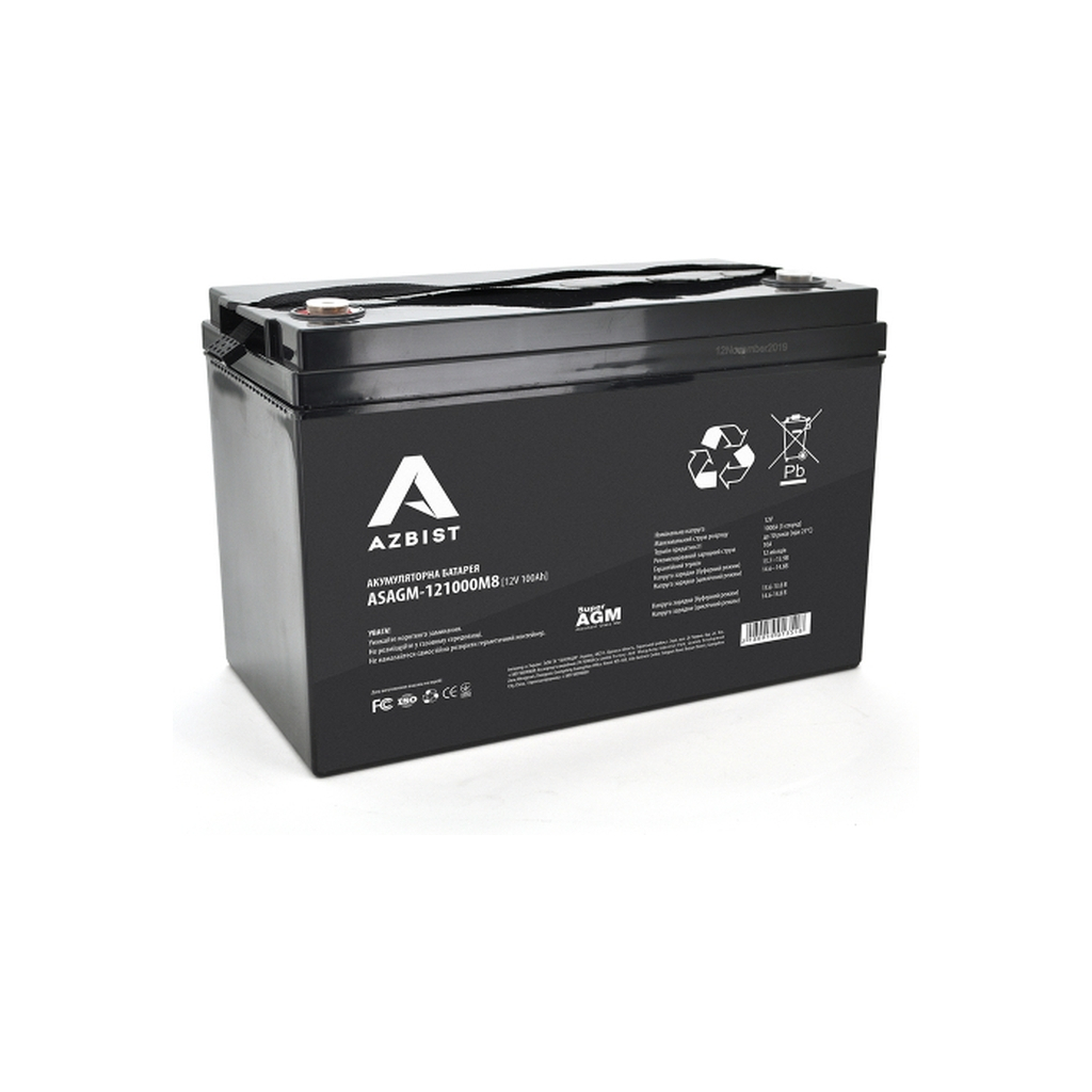 Батарея до ДБЖ AZBIST 12V 100 Ah Super AGM (ASAGM-121000M8) - зображення 1
