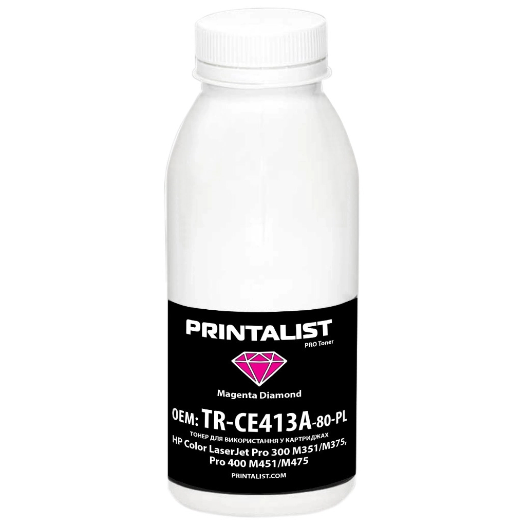 Тонер HP CLJ Pro 300 M351/M375, Pro 400 M451/M475, 80г Magenta Printalist (TR-CE413A-80-PL) - зображення 1