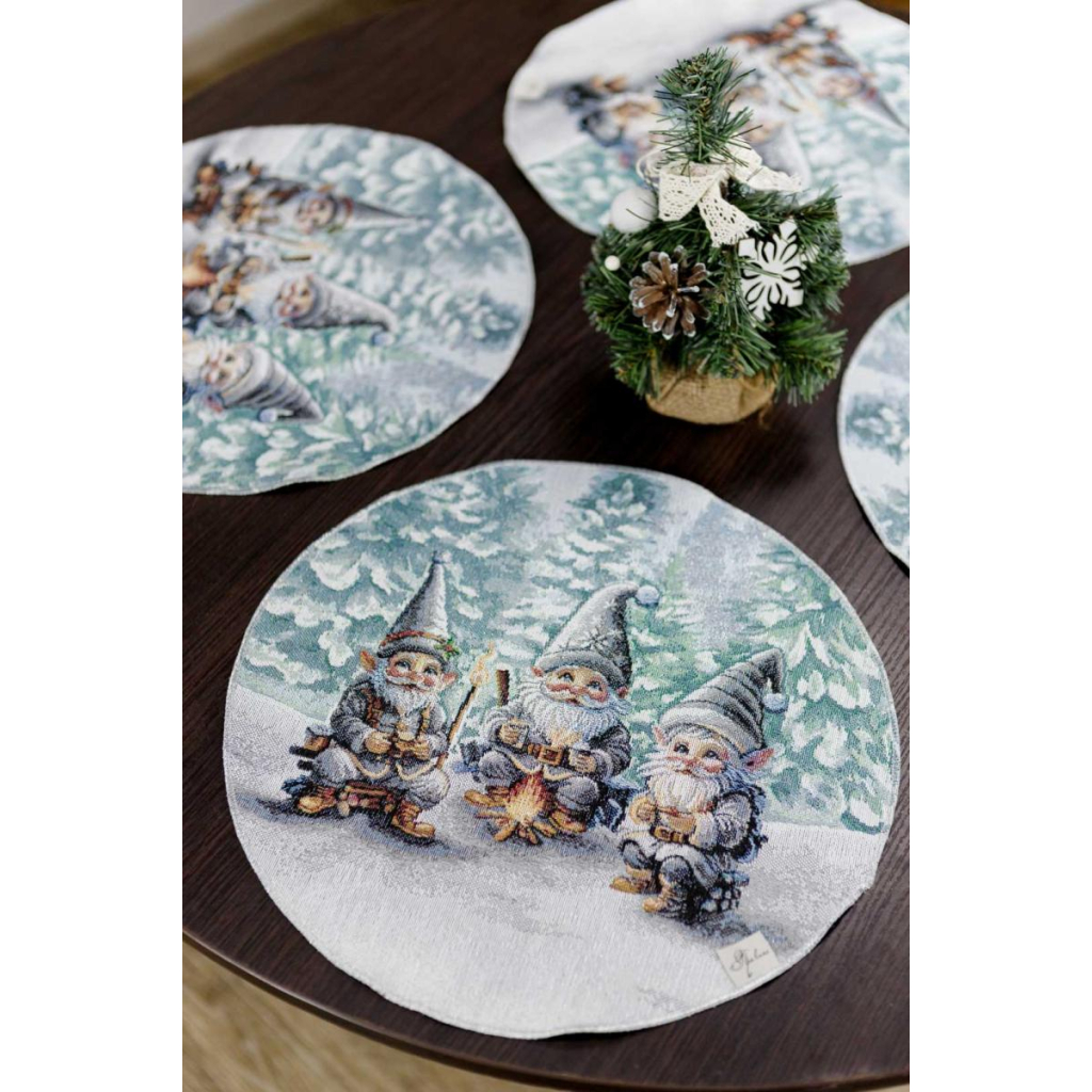 Серветка на стіл Прованс гобеленова Казкові гноми D 35 см (038429) - зображення 2