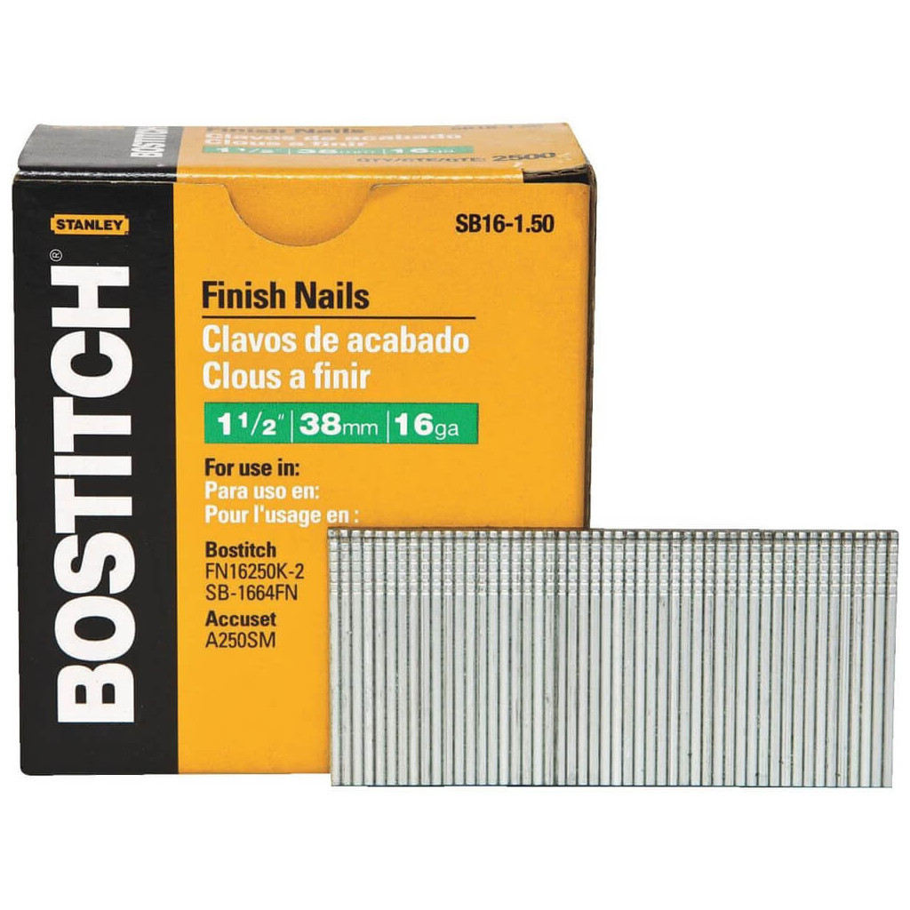 Цвяхи Bostitch оздоблювальні, тип "SB16", L=38 мм, капелюшок 3.0 мм, 2500 шт (SB16-1.50) - изображение 1