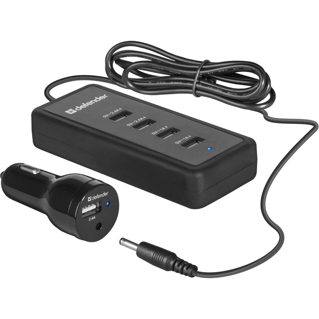 Зарядний пристрій Defender ACA-02 авто, 5 портів USB, 5V / 9.2A (83568) - зображення 2