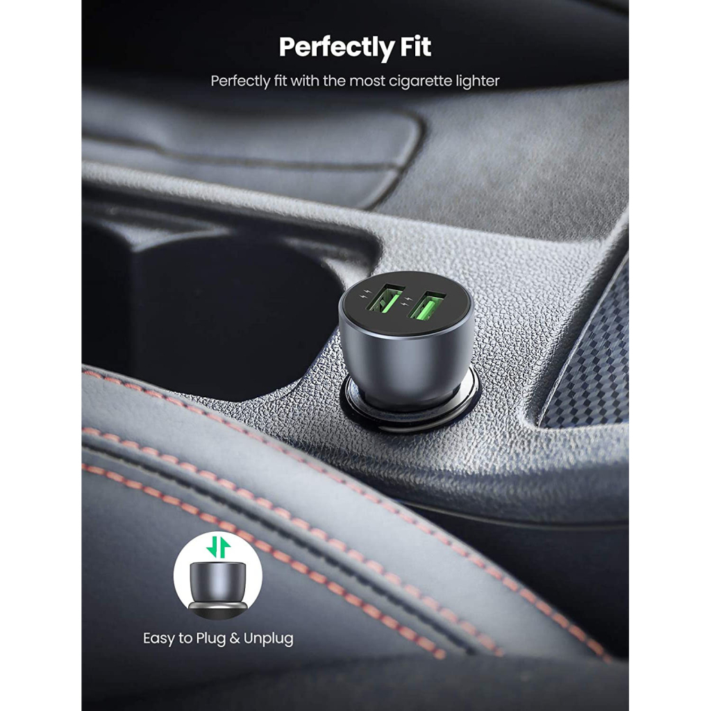 Зарядний пристрій Ugreen CD213 2xUSB Fast Car Charger (Dark Blue) (UGR-10144) - зображення 6