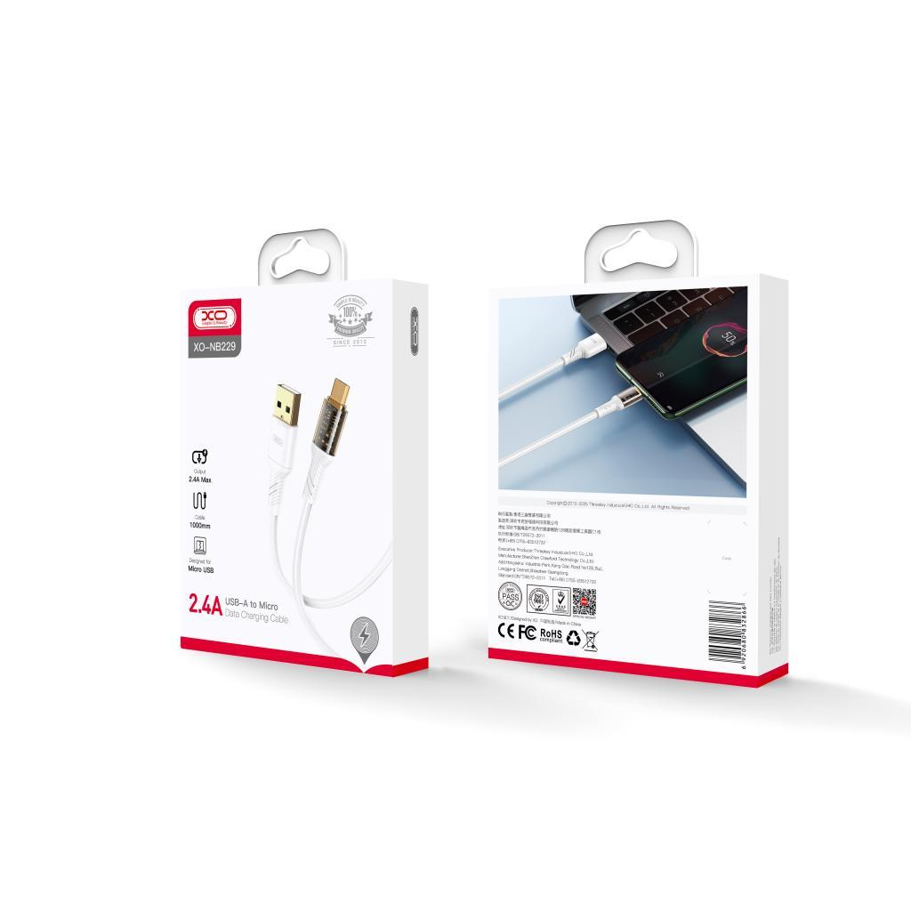 Дата кабель USB 2.0 AM to Micro 5P 1.0m 2.4A white XO (NB229-M-1-WH) - зображення 4