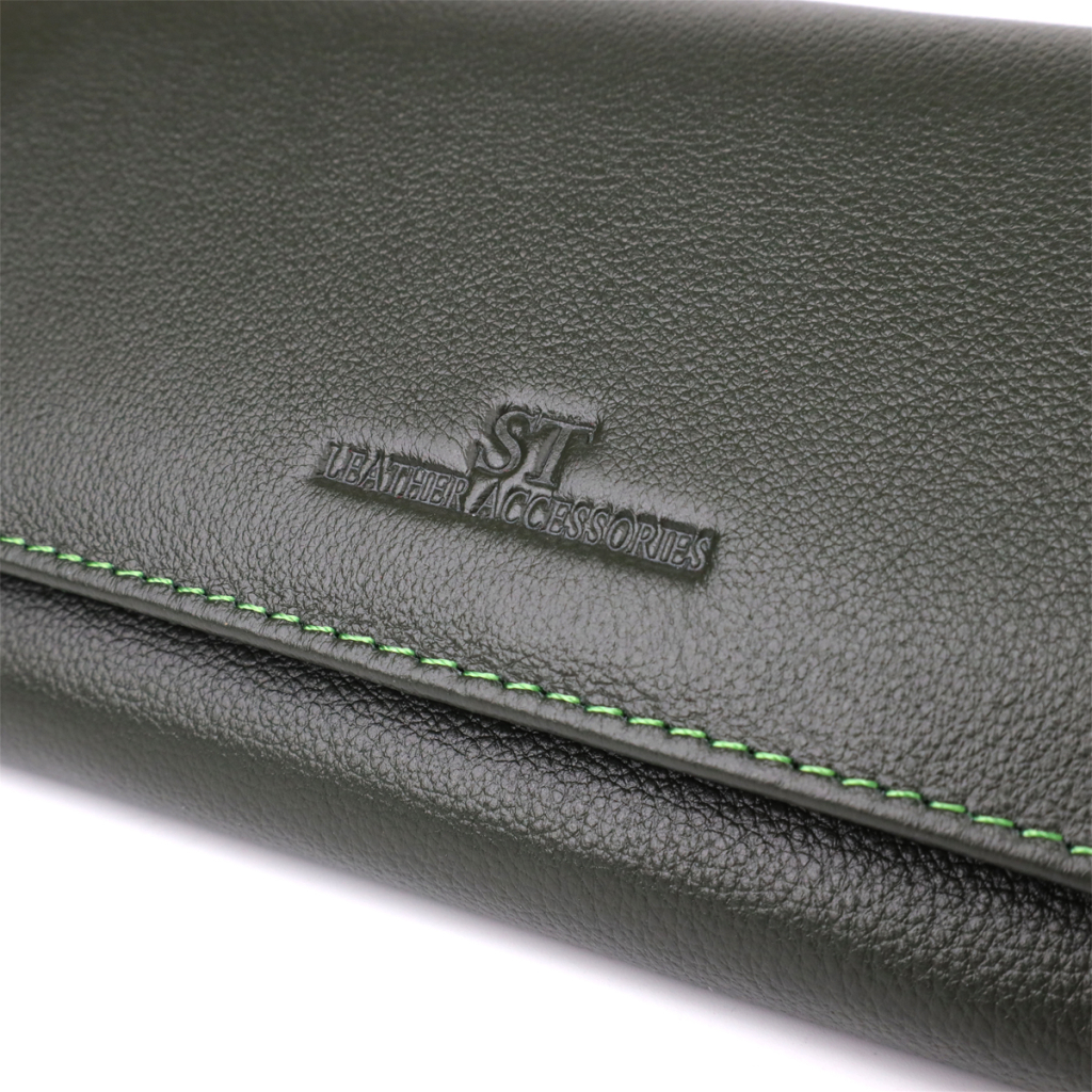 Гаманець ST Leather З натуральної шкіри Зелений (23067) - изображение 5
