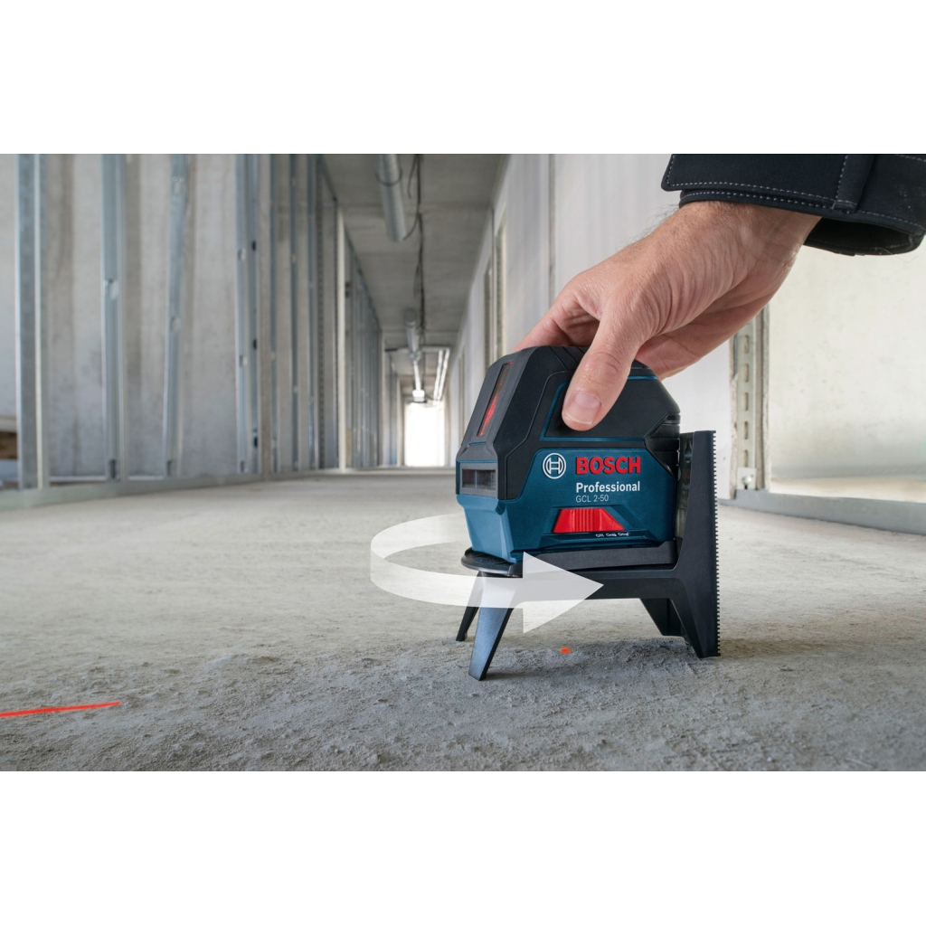 Лазерний нівелір Bosch Professional GCL2-50+RM1+BM3 до 20м, ±0.3мм/м, 4AAx1.5В, IP54, чохол, мішеннь, кейс (0.601.066.F02) - изображение 6