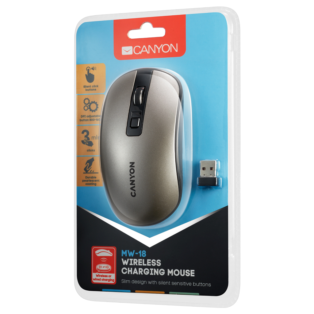 Мишка Canyon MW-18 Wireless Dark Grey (CNS-CMSW18DG) - зображення 5