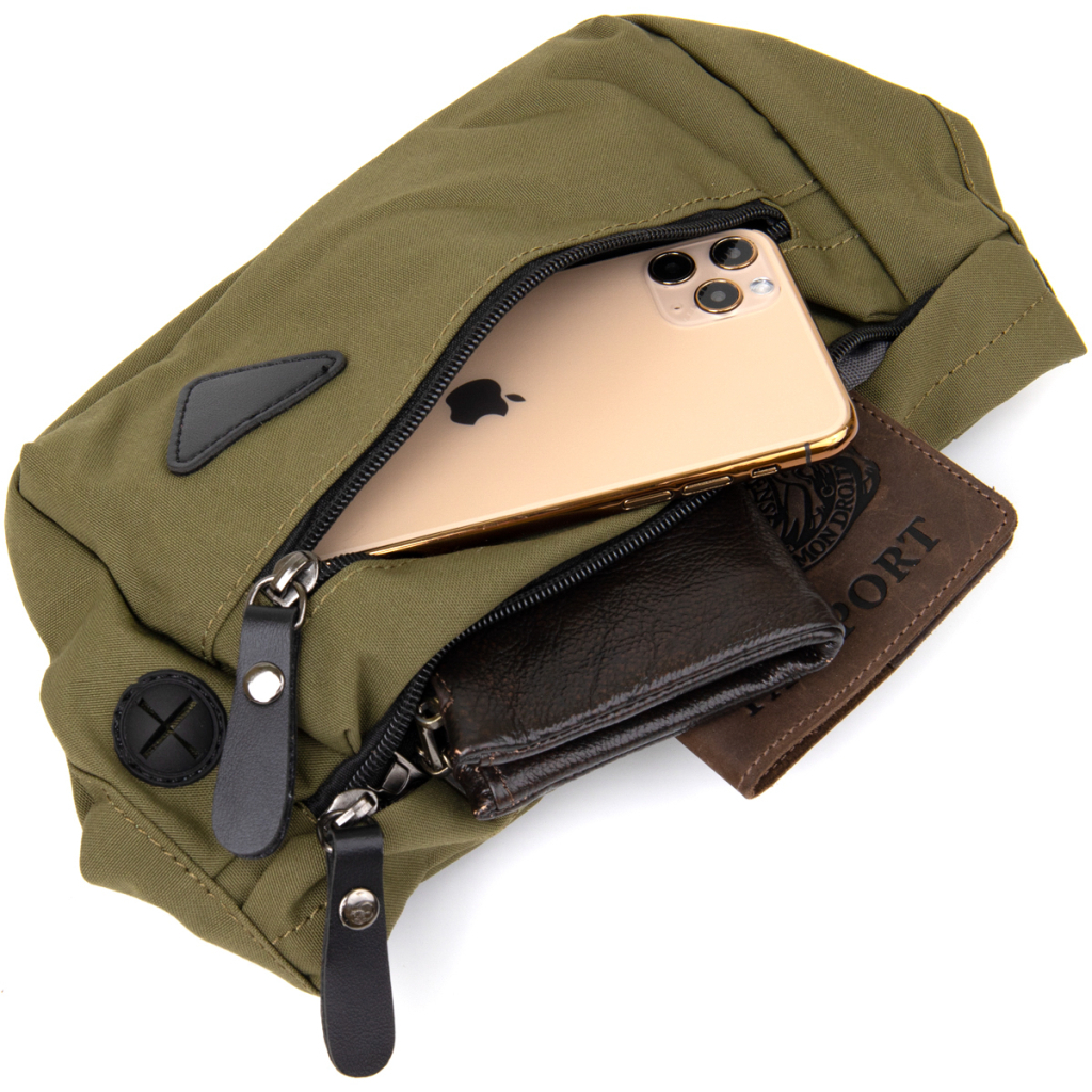 Сумка Vintage Бананка нейлон Зелена (20636) - зображення 6