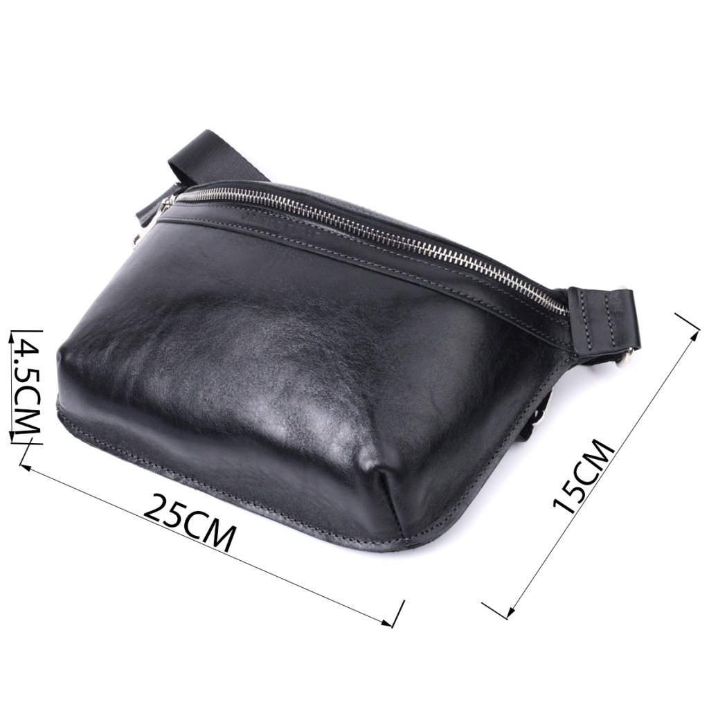 Сумка Grande Pelle Шкіряна бананка унісекс Чорна (22813) - зображення 3