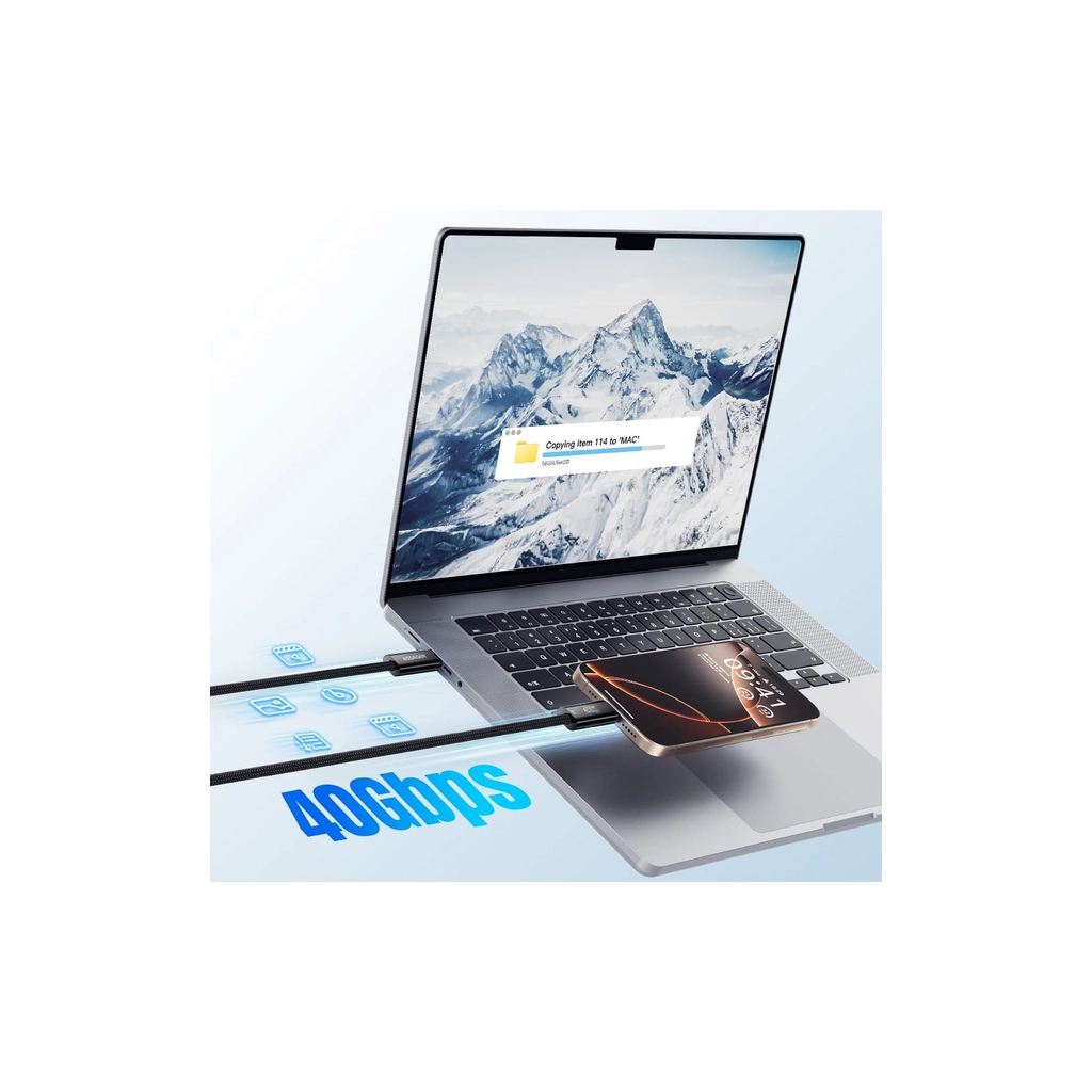 Дата кабель USB-C to USB-C 1.0m Thunderbolt 4 240W 8K60Hz black Essager (EXCTT4-PL01-P) - зображення 4