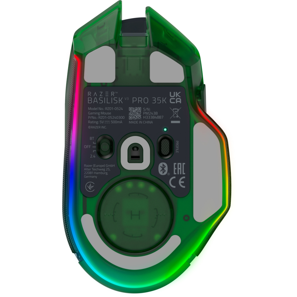 Мишка Razer Basilisk V3 Pro 35K Wireless/Bluetooth/USB Phantom Green (RZ01-05240300-R3G1) - зображення 3