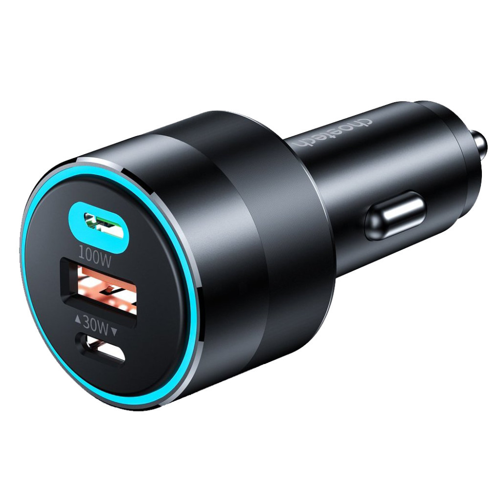 Зарядний пристрій Choetech car 2хUSB-C+USB-A 130W QC3.0/PD/PPS black (TC0011-BK) - зображення 1