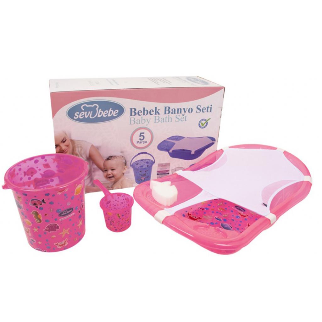 Ванночка Sevi Bebe Набір для купання з малюнком Рожевий (8692241137021) - зображення 6