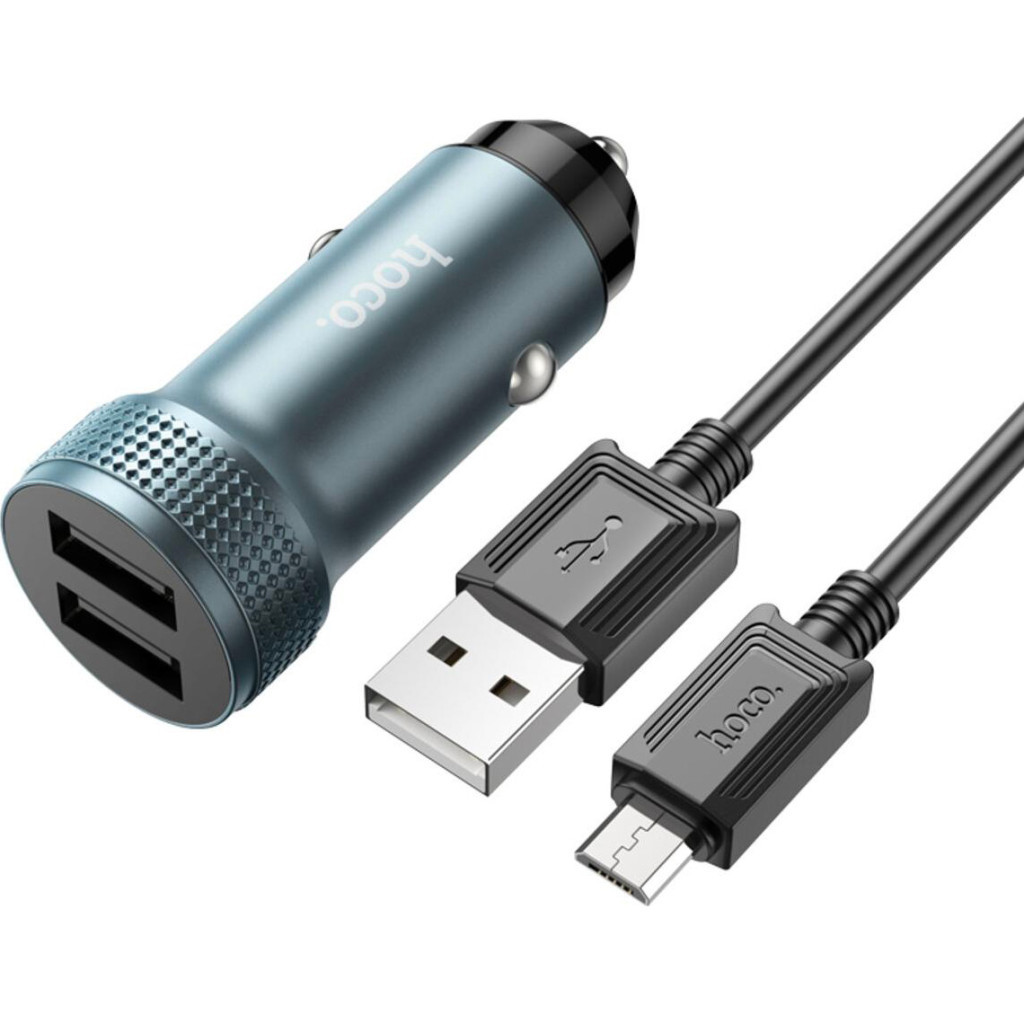 Зарядний пристрій HOCO Z49 Level 2xUSB Metal Gray (6931474795656) - зображення 1