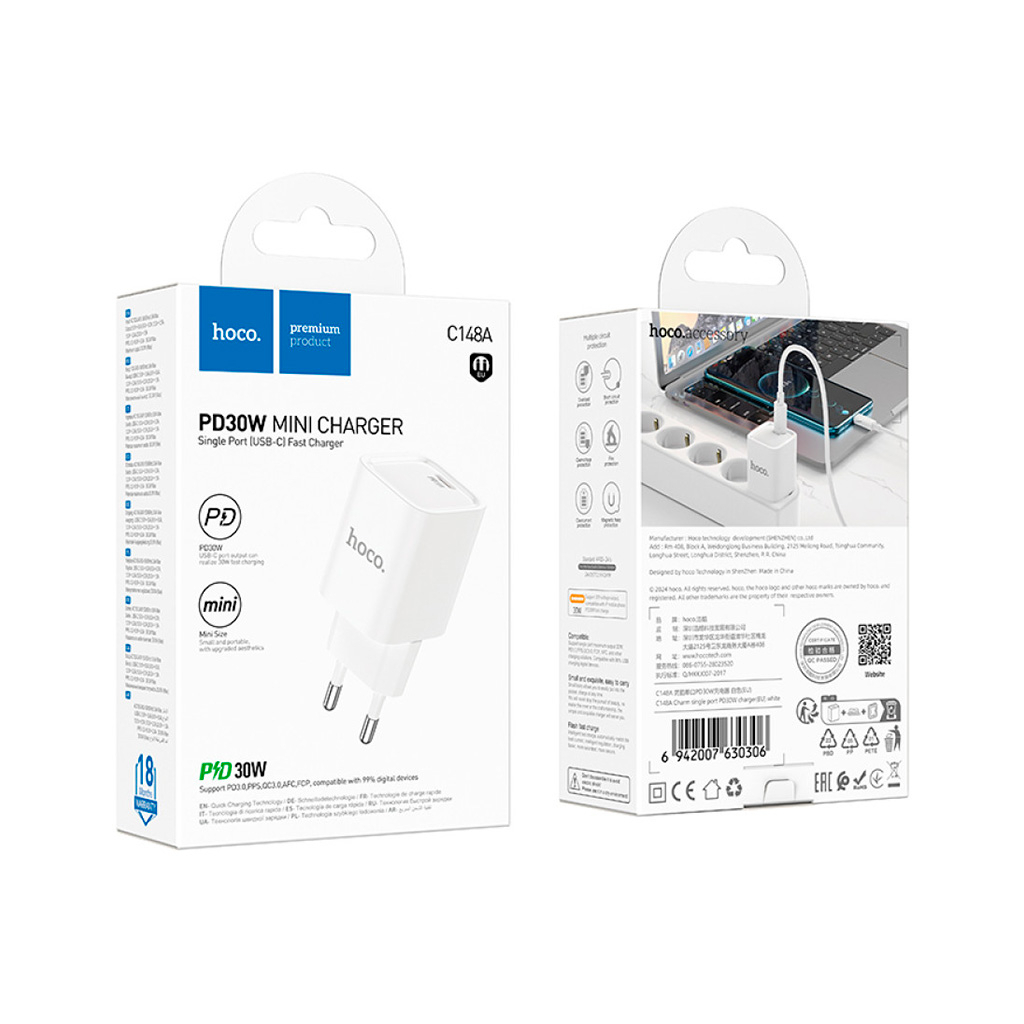 Зарядний пристрій HOCO C148A Charm USB-C PD30W White (6942007630306) - зображення 7