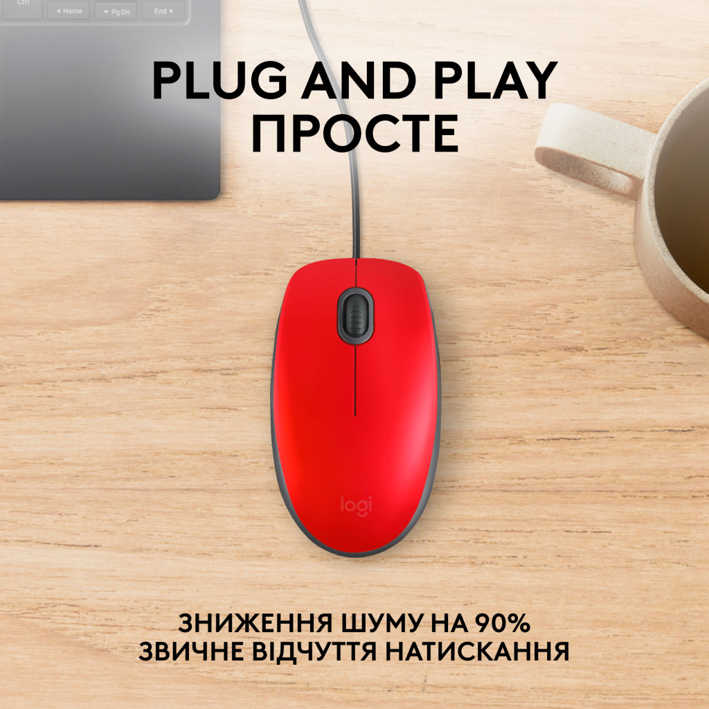 Мишка Logitech M110 Silent USB Red (910-006759) - зображення 3
