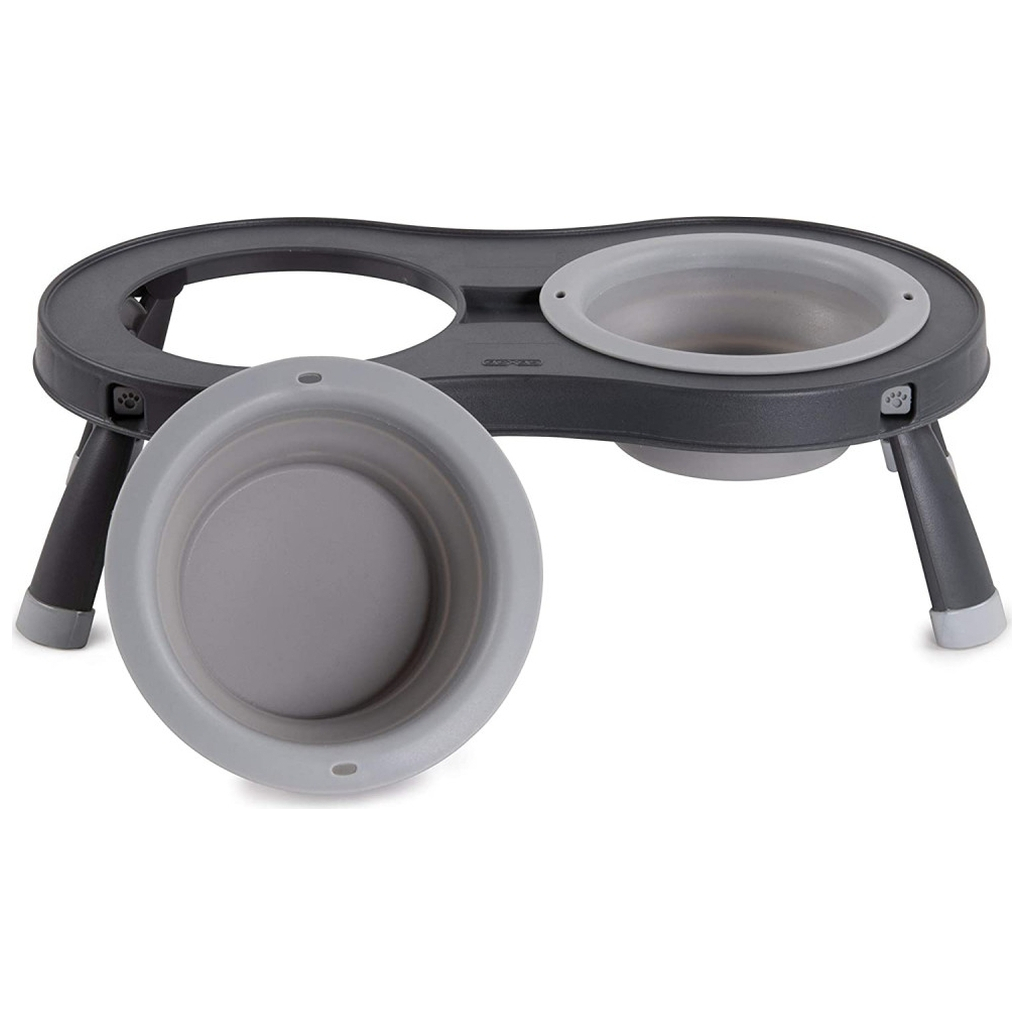 Посуд для собак Dexas Миска подвійна на складній підставці-велика 600 мл світло-сіра (0084297309039) - изображение 4