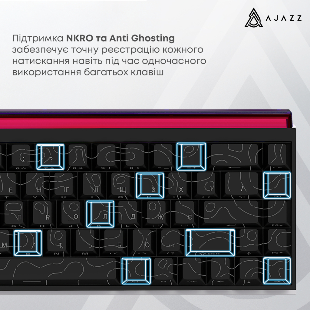 Клавіатура Ajazz NK68 Red Switch USB UA Black (NK68-R-S-B) - изображение 12