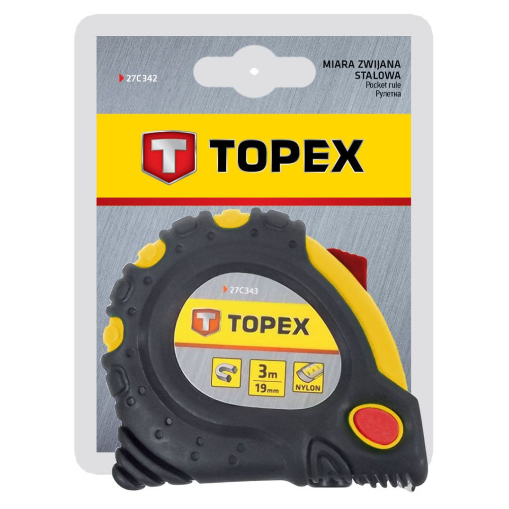 Рулетка Topex стальная лента 10 м x 32 мм, магнит (27C340) - зображення 2