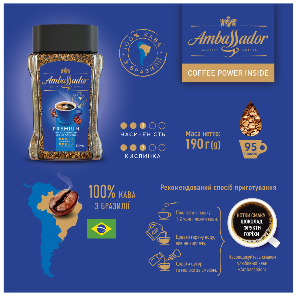 Кава Ambassador Premium розчинна 190 г (am.53446) - зображення 4